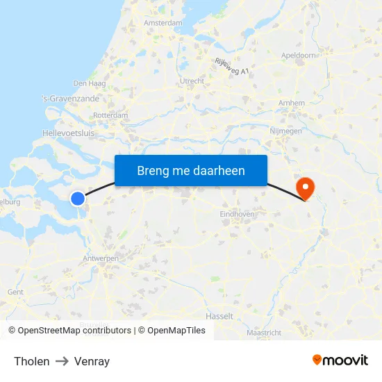Tholen to Venray map