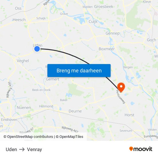 Uden to Venray map