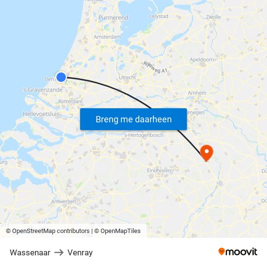Wassenaar to Venray map