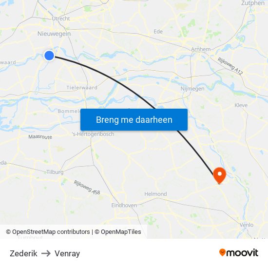 Zederik to Venray map