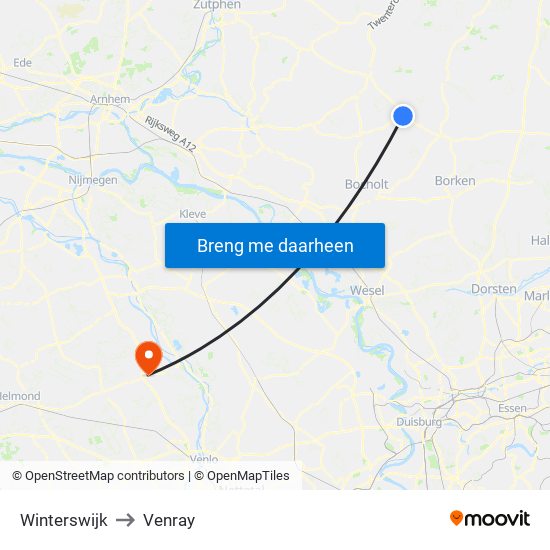 Winterswijk to Venray map