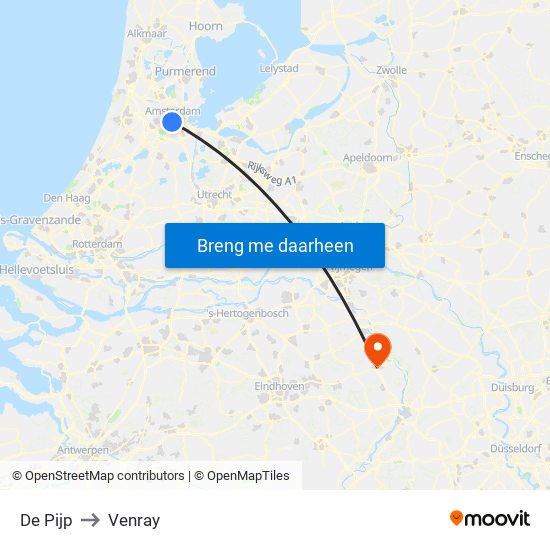 De Pijp to Venray map