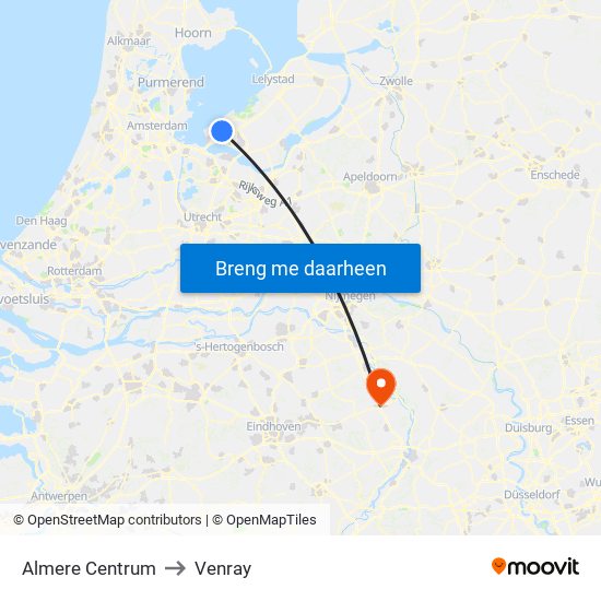 Almere Centrum to Venray map