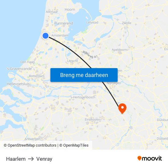 Haarlem to Venray map
