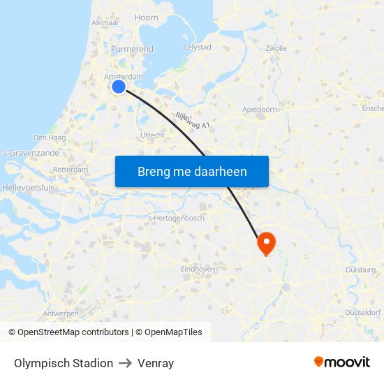 Olympisch Stadion to Venray map