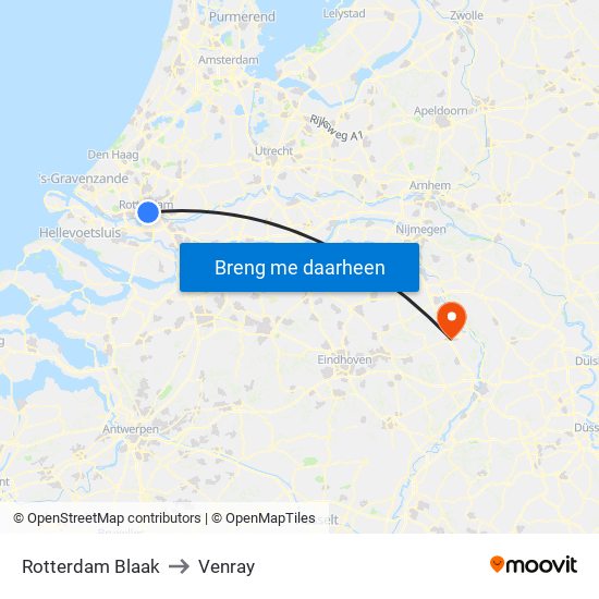 Rotterdam Blaak to Venray map