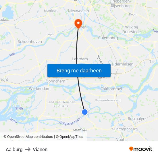 Aalburg to Vianen map