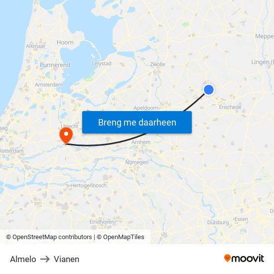 Almelo to Vianen map