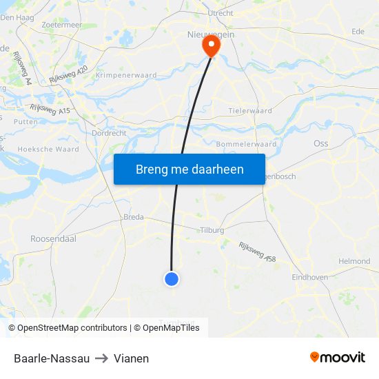 Baarle-Nassau to Vianen map