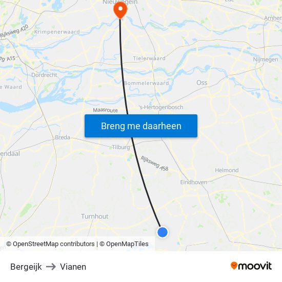 Bergeijk to Vianen map