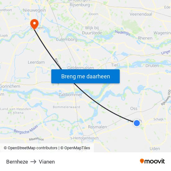Bernheze to Vianen map