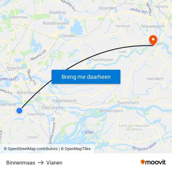 Binnenmaas to Vianen map