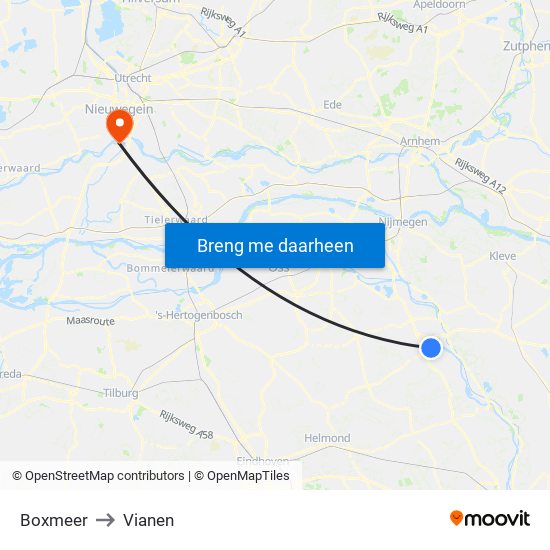 Boxmeer to Vianen map