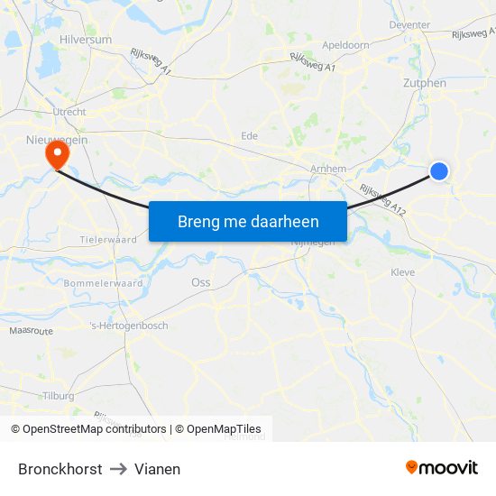 Bronckhorst to Vianen map