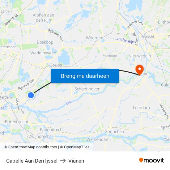 Capelle Aan Den Ijssel to Vianen map