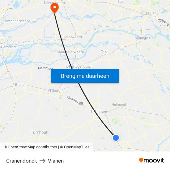 Cranendonck to Vianen map
