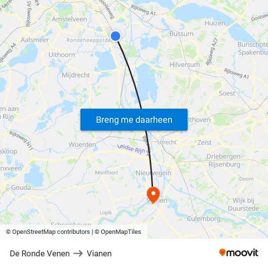 De Ronde Venen to Vianen map