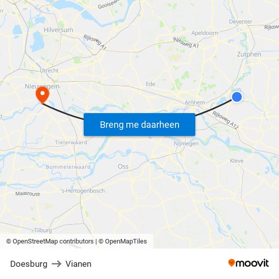 Doesburg to Vianen map