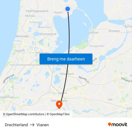 Drechterland to Vianen map