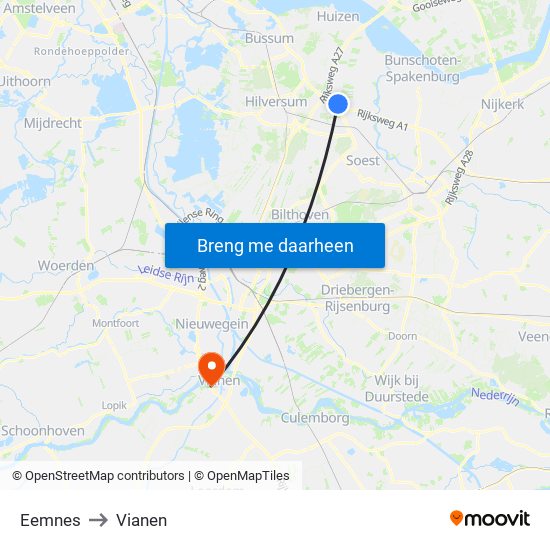 Eemnes to Vianen map