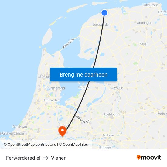 Ferwerderadiel to Vianen map