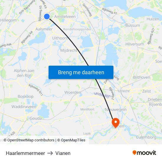 Haarlemmermeer to Vianen map