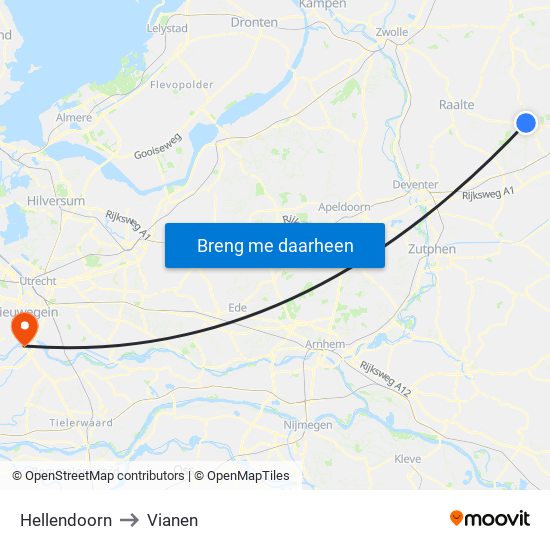 Hellendoorn to Vianen map