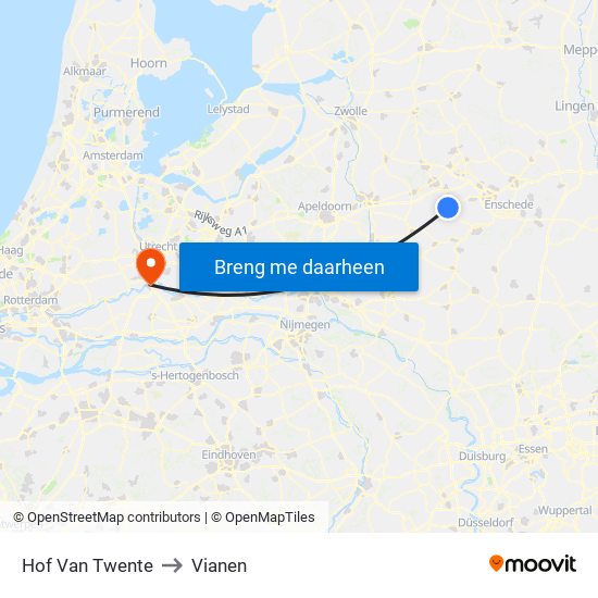 Hof Van Twente to Vianen map