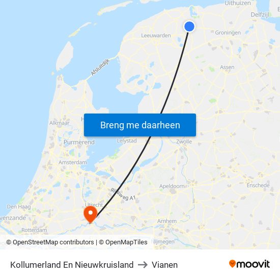 Kollumerland En Nieuwkruisland to Vianen map