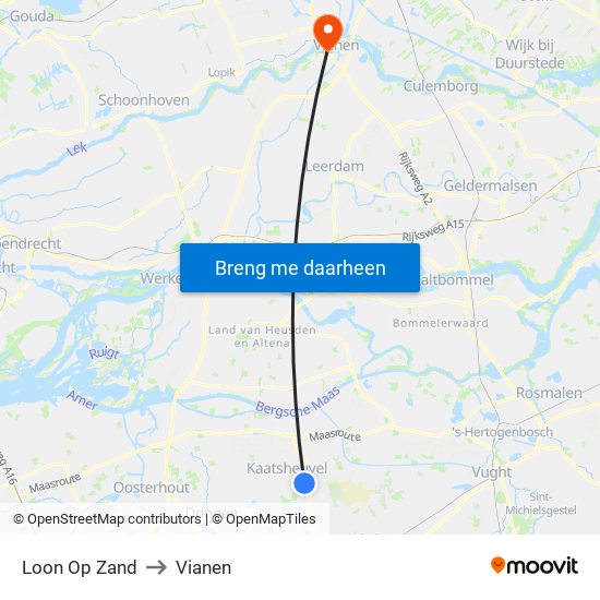 Loon Op Zand to Vianen map