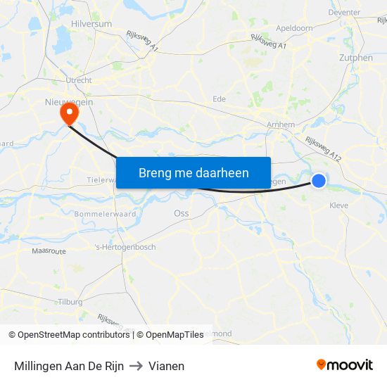 Millingen Aan De Rijn to Vianen map