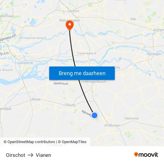 Oirschot to Vianen map