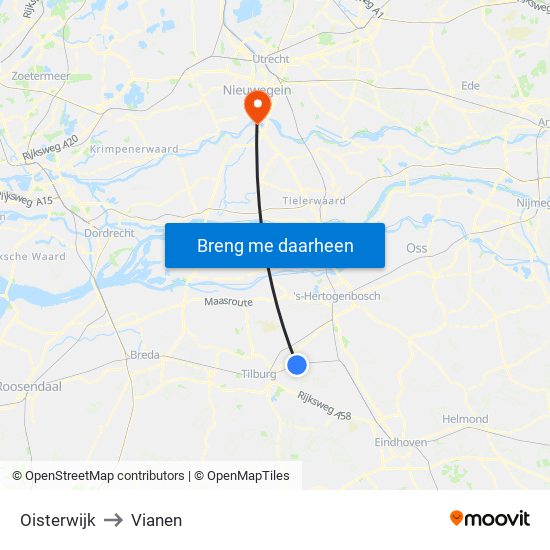 Oisterwijk to Vianen map