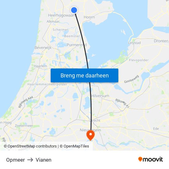 Opmeer to Vianen map
