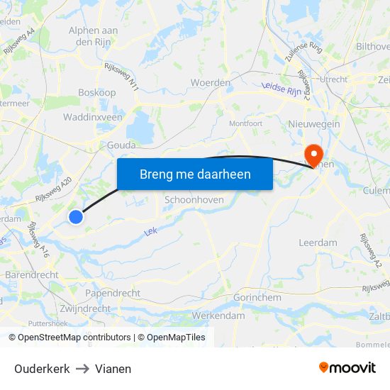 Ouderkerk to Vianen map