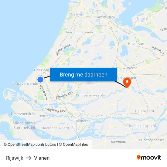 Rijswijk to Vianen map