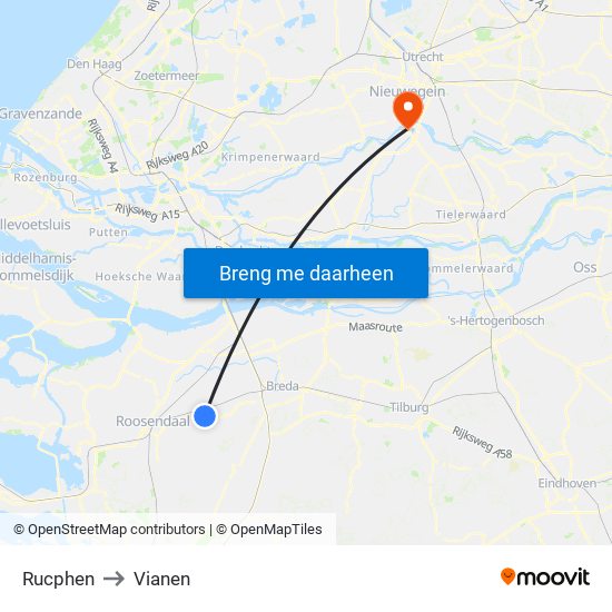 Rucphen to Vianen map