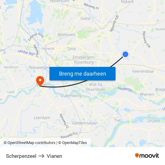 Scherpenzeel to Vianen map