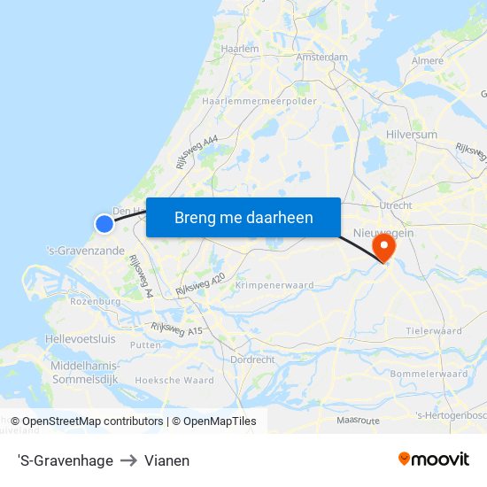 'S-Gravenhage to Vianen map