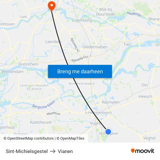 Sint-Michielsgestel to Vianen map