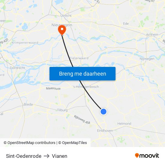 Sint-Oedenrode to Vianen map