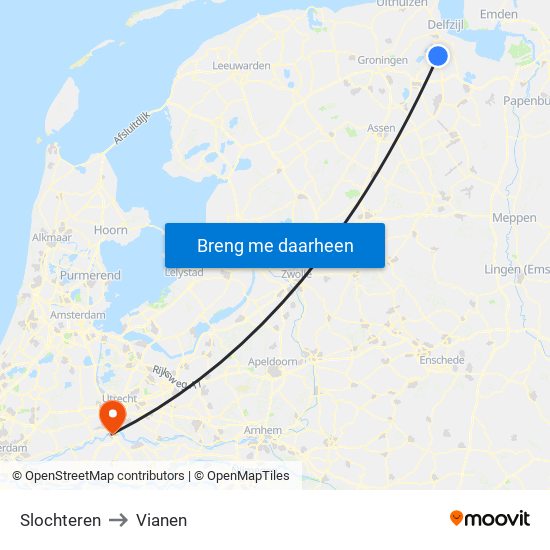 Slochteren to Vianen map