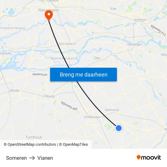 Someren to Vianen map