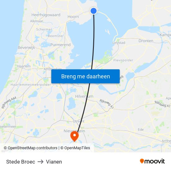 Stede Broec to Vianen map