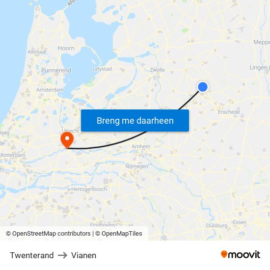 Twenterand to Vianen map