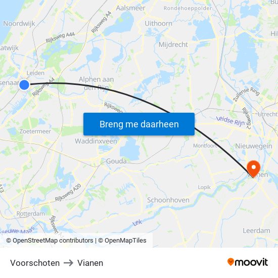 Voorschoten to Vianen map