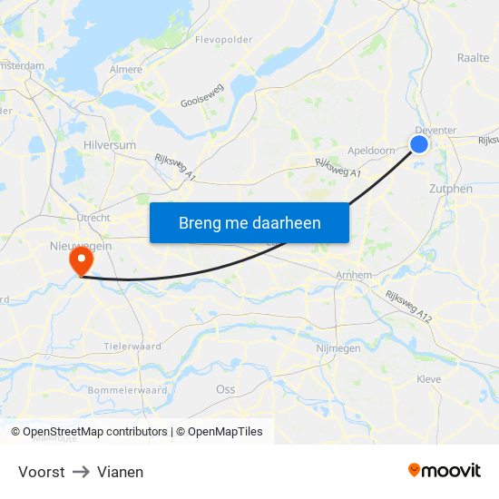 Voorst to Vianen map