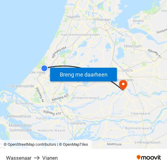 Wassenaar to Vianen map