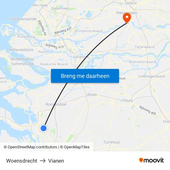 Woensdrecht to Vianen map