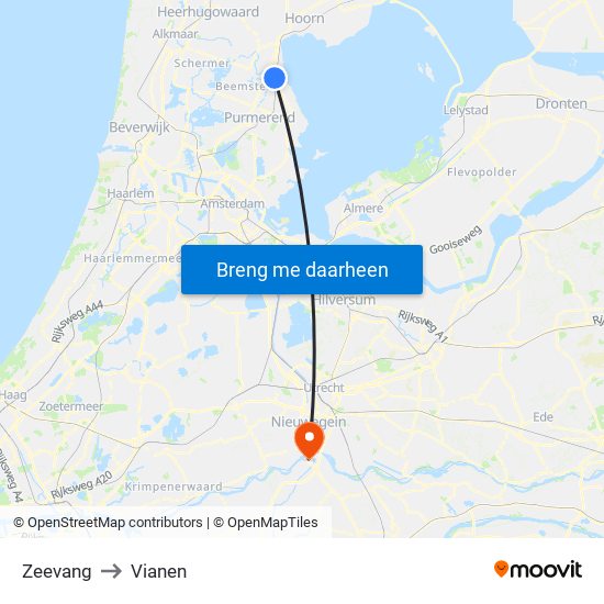Zeevang to Vianen map